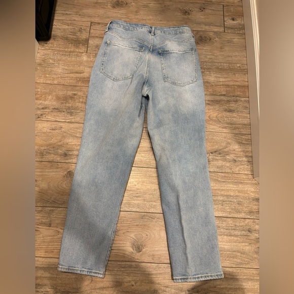 Old Navy High Rise O.G. Straight Secret Smooth Pocket Distressed Blue Jeans 6 - Picture 7 of 8